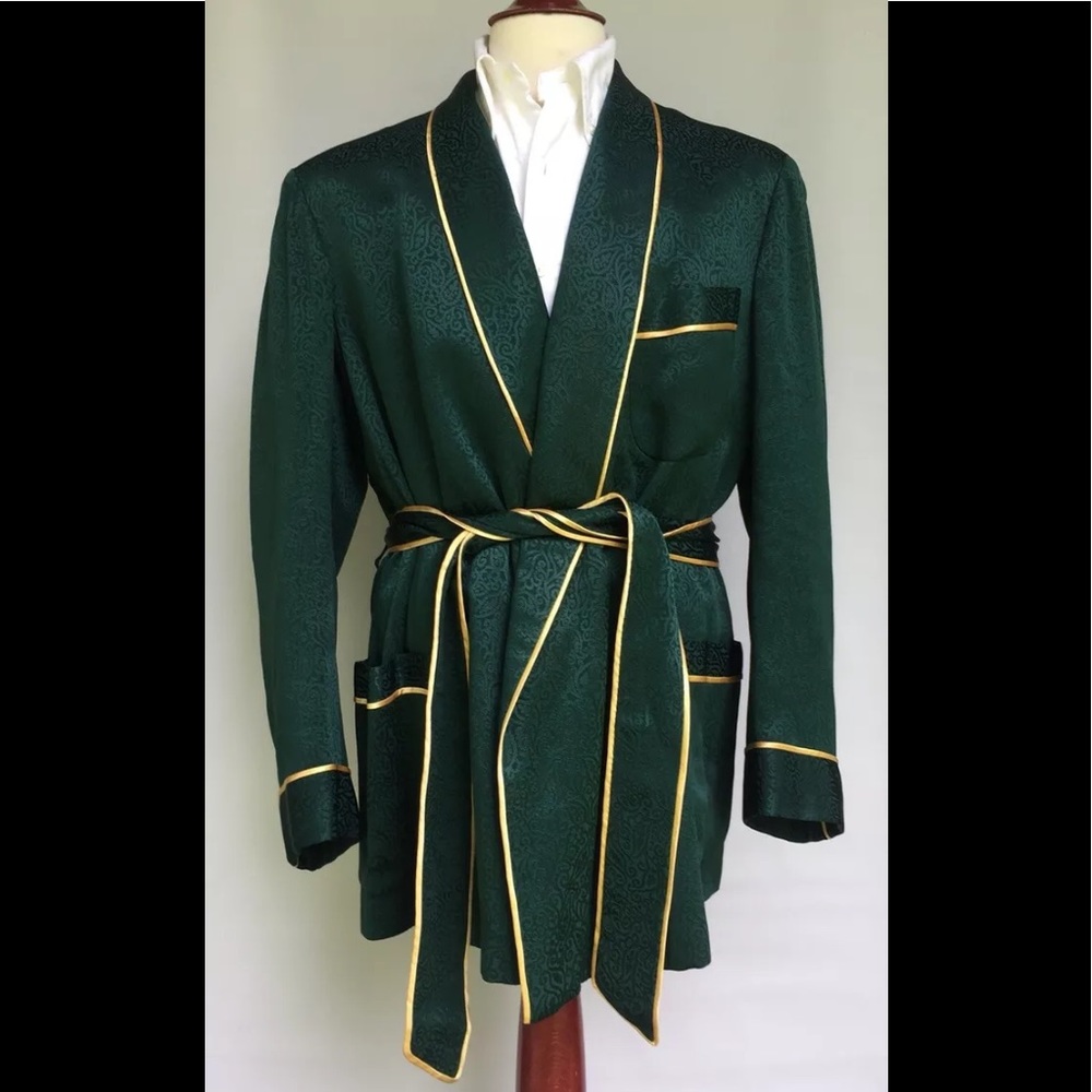 Sulka men’s green silk smoking robe